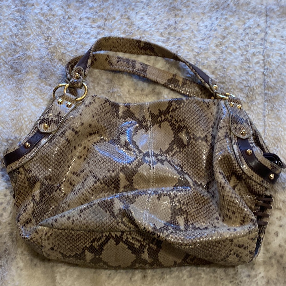 Cynthia Rowley Python Print Hobo Bag With Brown D… - image 2